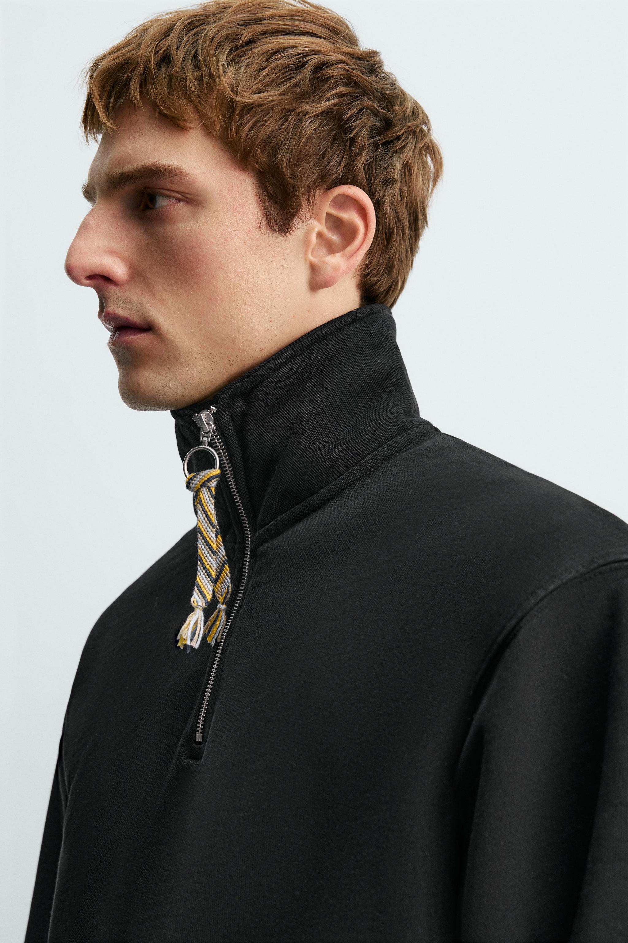 AARON LEVINE X ZARA QUARTER-ZIP SWEATSHIRT WITH TAPE DETAIL